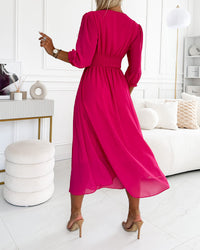 Dianne | V-Neck Solid Color Waist Dress