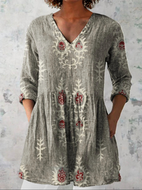 Elise | Printed V-neck Long Blouse
