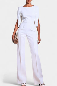 Prim | Three-Quarter Sleeve Jumpsuit with Pearl Buttons