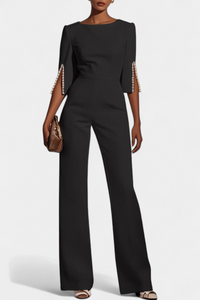 Prim | Three-Quarter Sleeve Jumpsuit with Pearl Buttons