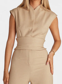 Leona | High-Neck Sleeveless Flared-Leg Jumpsuit