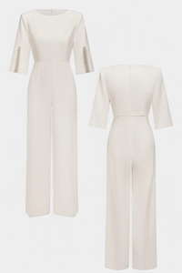Prim | Three-Quarter Sleeve Jumpsuit with Pearl Buttons