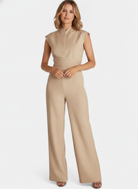 Leona | High-Neck Sleeveless Flared-Leg Jumpsuit