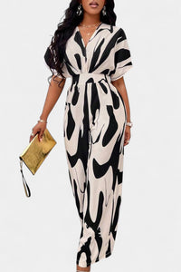 Zahara | V-Neck Abstract Wide-Leg Jumpsuit
