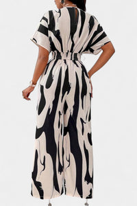 Zahara | V-Neck Abstract Wide-Leg Jumpsuit