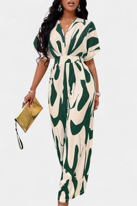 Zahara | V-Neck Abstract Wide-Leg Jumpsuit
