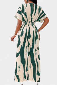 Zahara | V-Neck Abstract Wide-Leg Jumpsuit