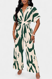 Zahara | V-Neck Abstract Wide-Leg Jumpsuit