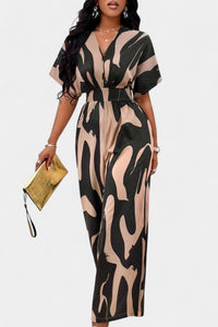 Zahara | V-Neck Abstract Wide-Leg Jumpsuit