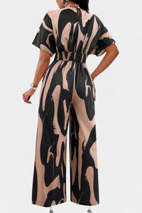 Zahara | V-Neck Abstract Wide-Leg Jumpsuit