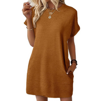 EVASHA – Casual Minimalist Round Neck Dress