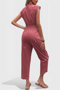 Marie | Sleeveless Cotton Jumpsuit with Tied Waist