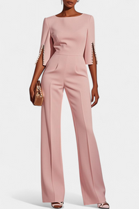 Prim | Three-Quarter Sleeve Jumpsuit with Pearl Buttons