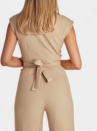 Leona | High-Neck Sleeveless Flared-Leg Jumpsuit