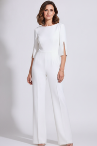 Prim | Three-Quarter Sleeve Jumpsuit with Pearl Buttons